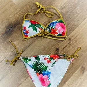 Guess Vintage Floral and Gold Padded Bikini Set